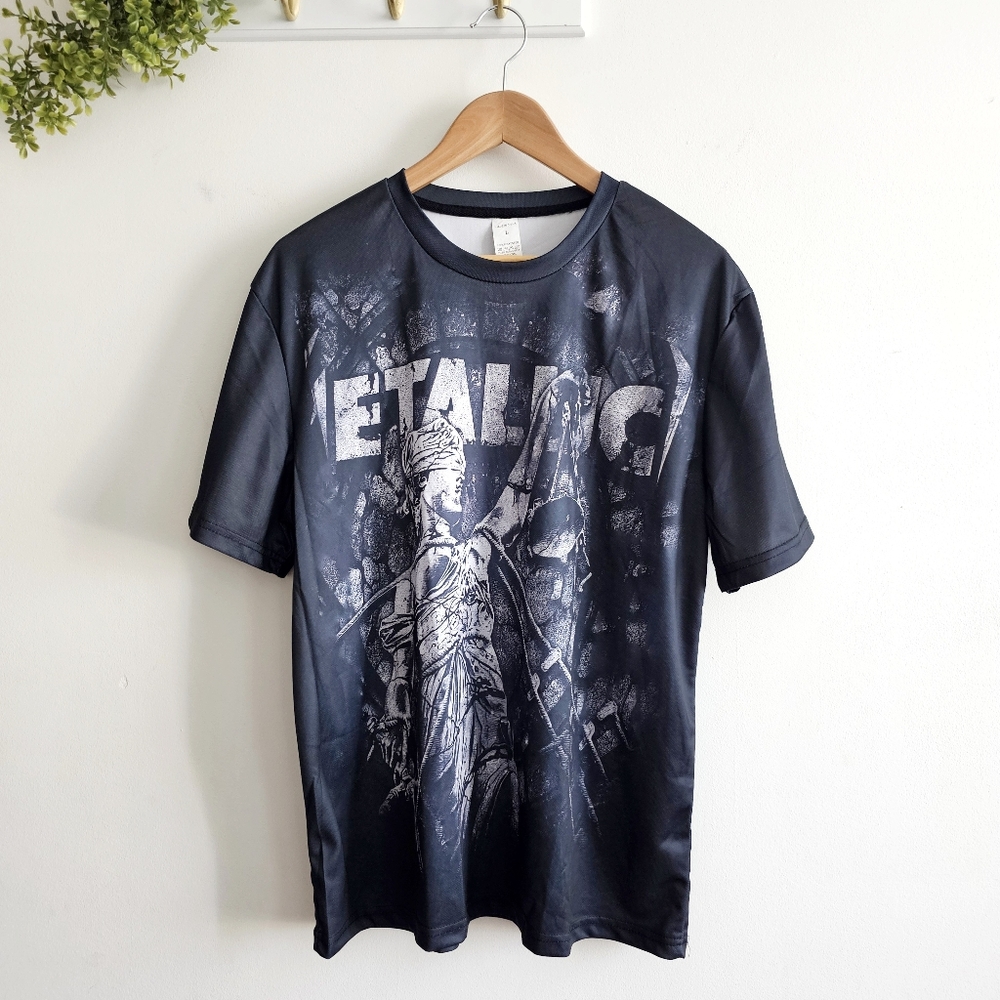 Metallica Graphic Band Tee - Lady Justice Design Rock Metal Shirt Size Large